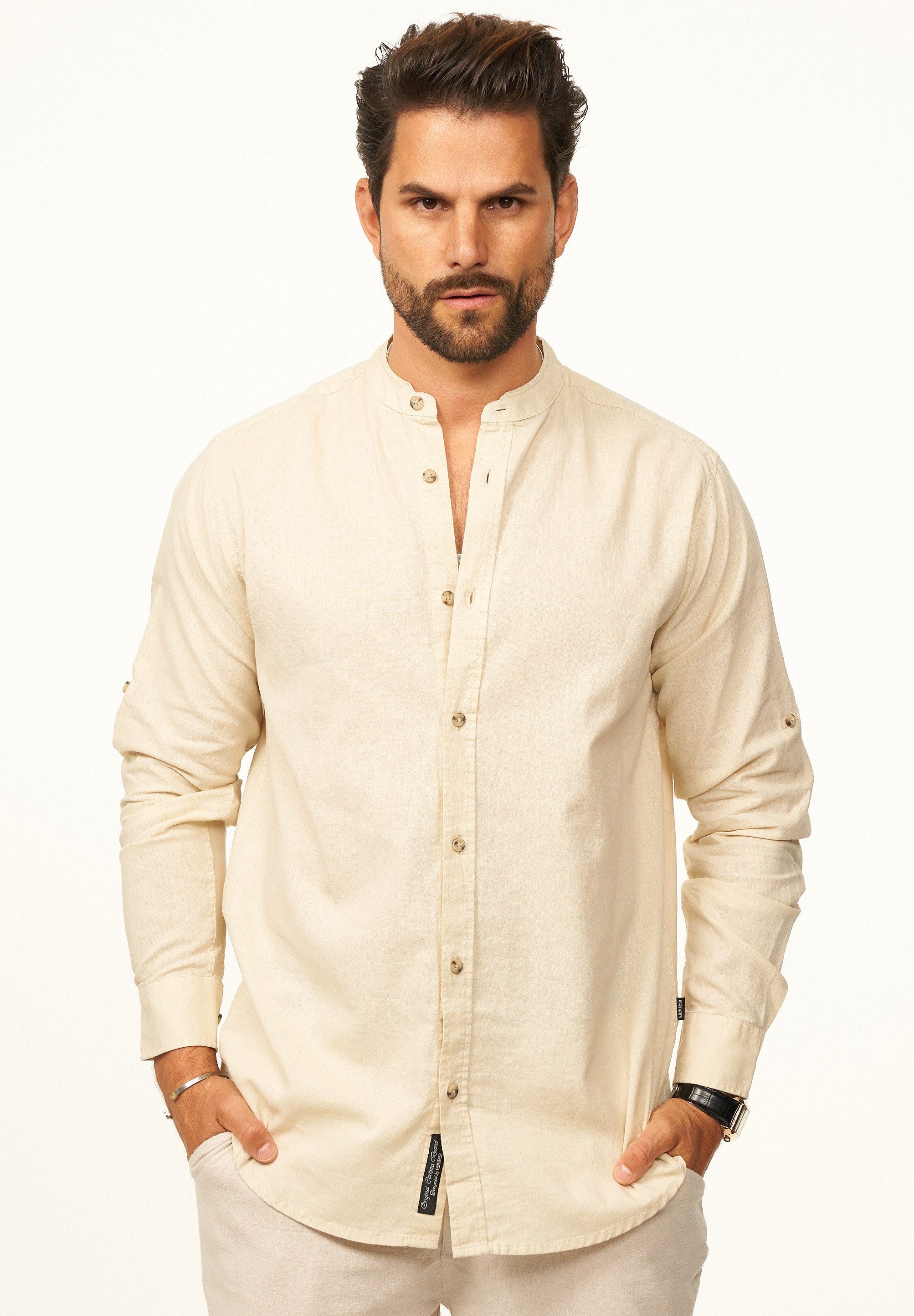 behype Langarmhemd aus Leinen im Regular-Fit Sommerhemd Herren Leinenhemd F günstig online kaufen