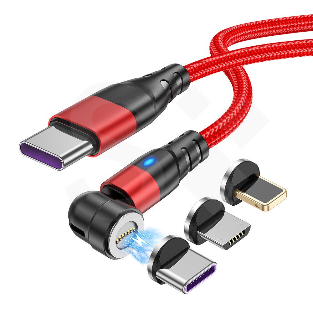 SOONTEC 100W 3 in 1 Schnellladekabel für Smartphon, Laptop, Tablet, magnetisches Ladekabel, USB-C, Lightning, Micro USB, USB zu USB-C Adapter (180 cm), 1 Meter oder 1,8 Meter