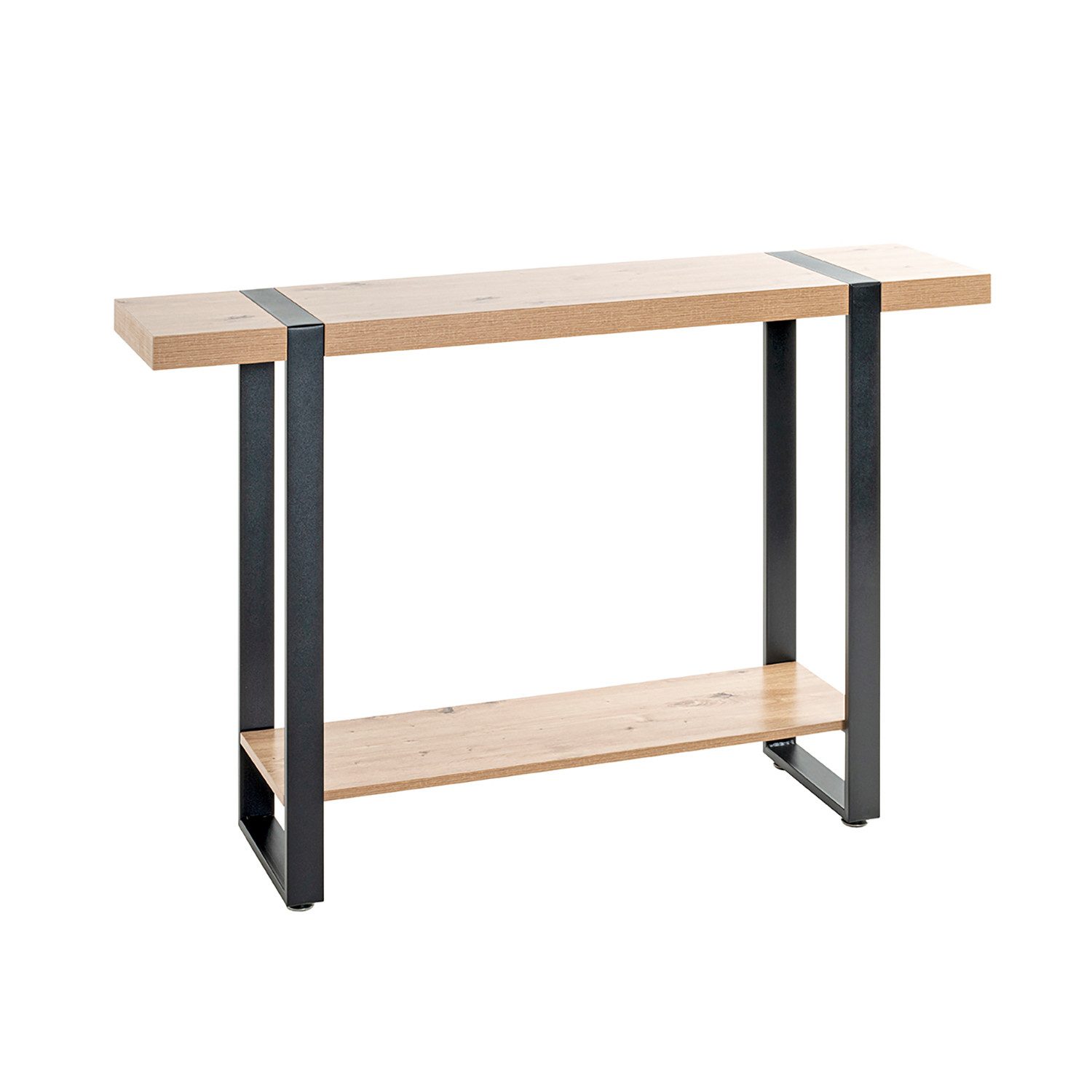 HAKU Konsolentisch SARAGOSSA 3 Konsole - eiche-schwarz - Metall - H. 82cm x B. 120cm (1xKonsole, Beistelltisch - Schminktisch), Wandregal - Ablage - Konsolentisch - Sideboard
