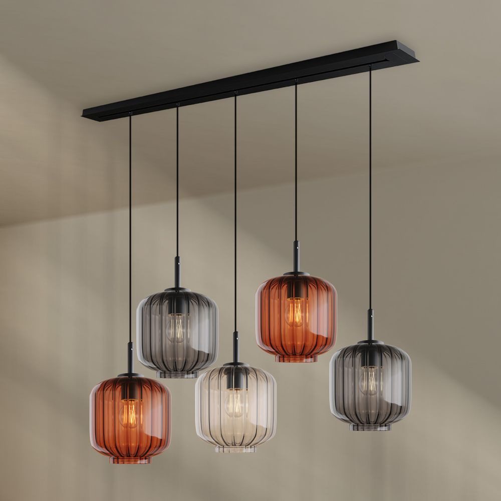 s.luce Pendelleuchte Velo Esstischleuchte 5-flg 160cm Baldachin Ø 20cm Mehrfarbig