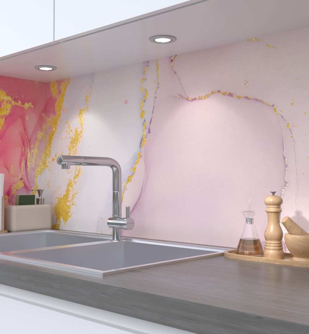 MyMaxxi Küchenrückwand Küchenrückwand selbstklebend Marmor rosa gold Spritzschutz Folie, (Klebefolie passend geschnitten und gerollt B 280 cm x H 60 cm), Marmor rosa gold B 280 cm x H 60 cm