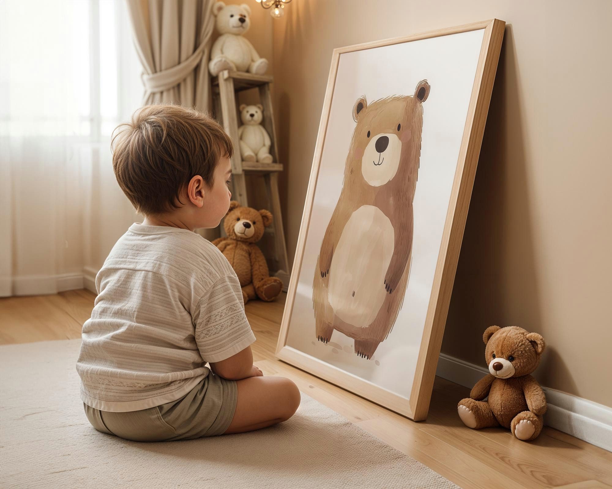 JUSTGOODMOOD Poster Premium ® Giraffe Löwe Bär Biene Schwein Schaf Kinderzimmer, B Löwe (1 St), verschiedene Größen wählbar – Bild 4 von 5