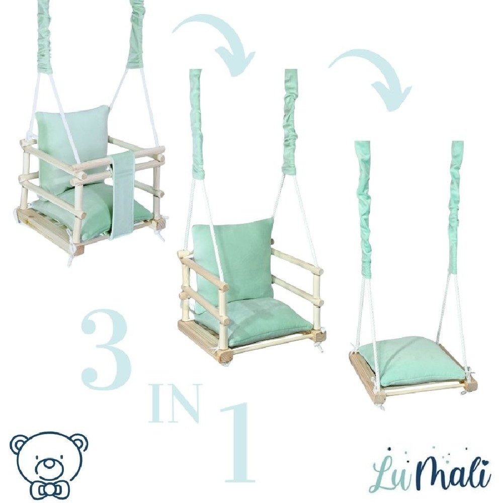 LuMali Babyschaukel Babyschaukel aus Holz - Kinderschaukel mit Kissen - Ind günstig online kaufen