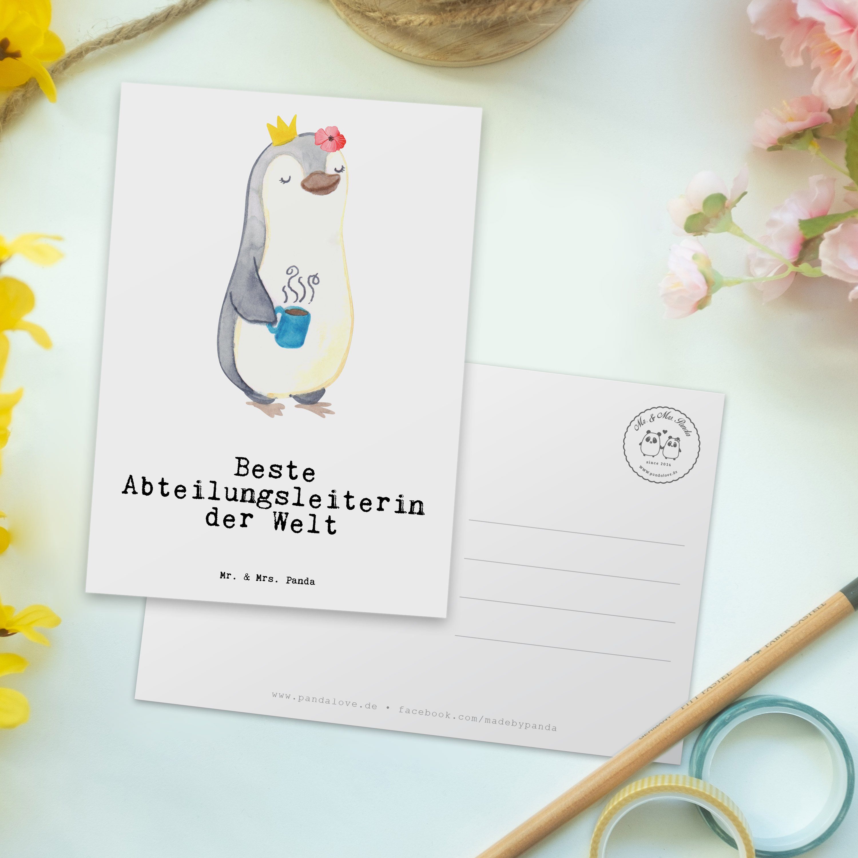 Mr. & Mrs. Panda Postkarte Geschenk, A Danke, - der Abteilungsleiterin Welt Beste Weiß - Pinguin