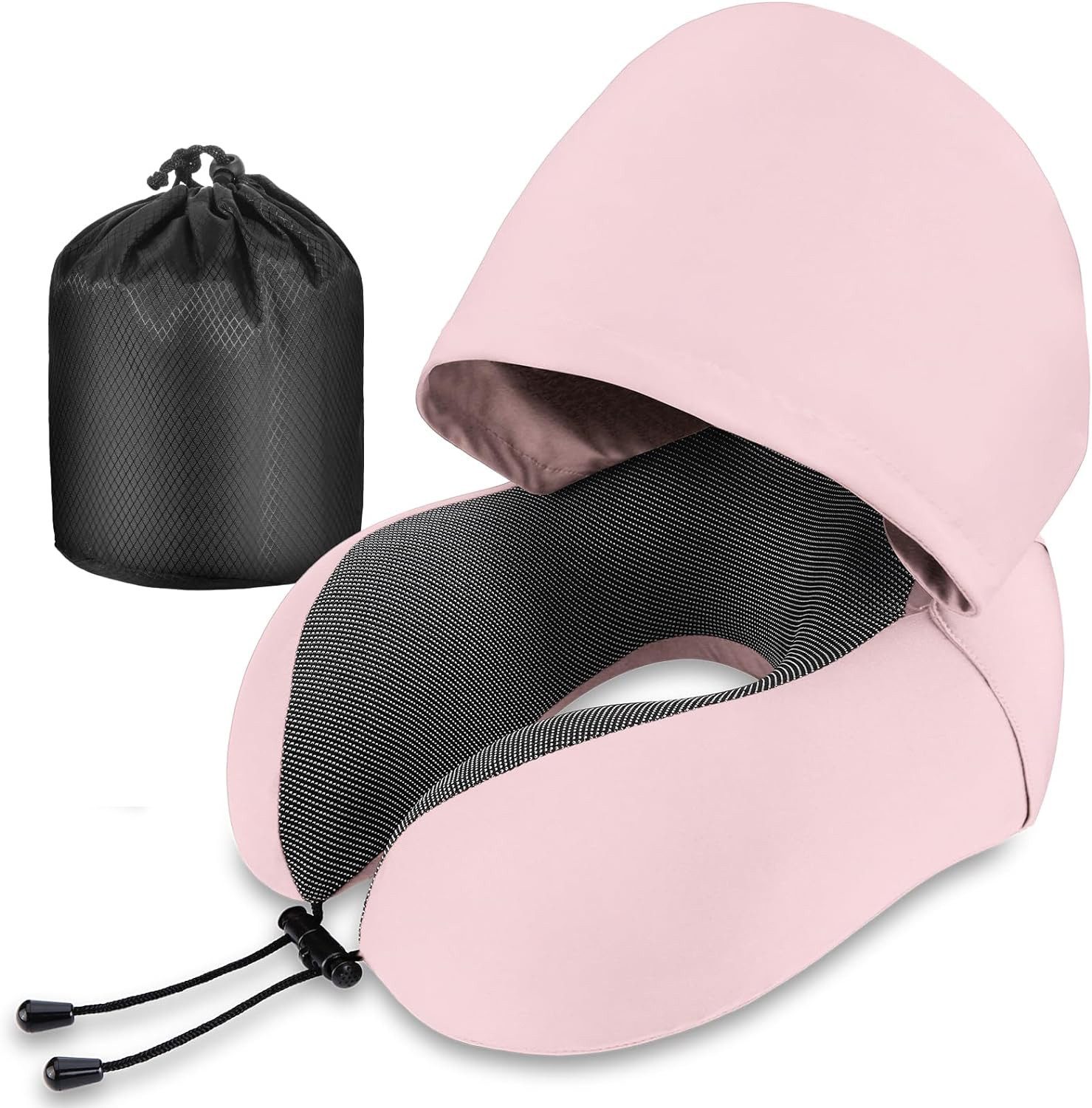 Refined Living Reisekissen Memory Foam,Reisekissen mit Haube,Bequemes Nackenhörnchen mit Haube, für Flugzeug, Auto, Zug, Büro Nackenkissen Reise zum Schlafen, 1-tlg., Reisekissen Nackenkissen Auto Schlafkissen,Nackenstützkissen, Memory-Schaum Reisekissen U-förmiges Kissen,Travel Essentials