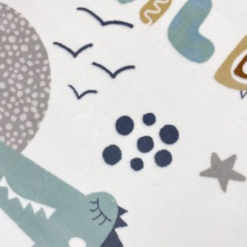 Teppich Kinder-Teppich besonders weich, Sterne & Dino, in Cream, TeppichHome24, rechteckig, Höhe: 18 mm