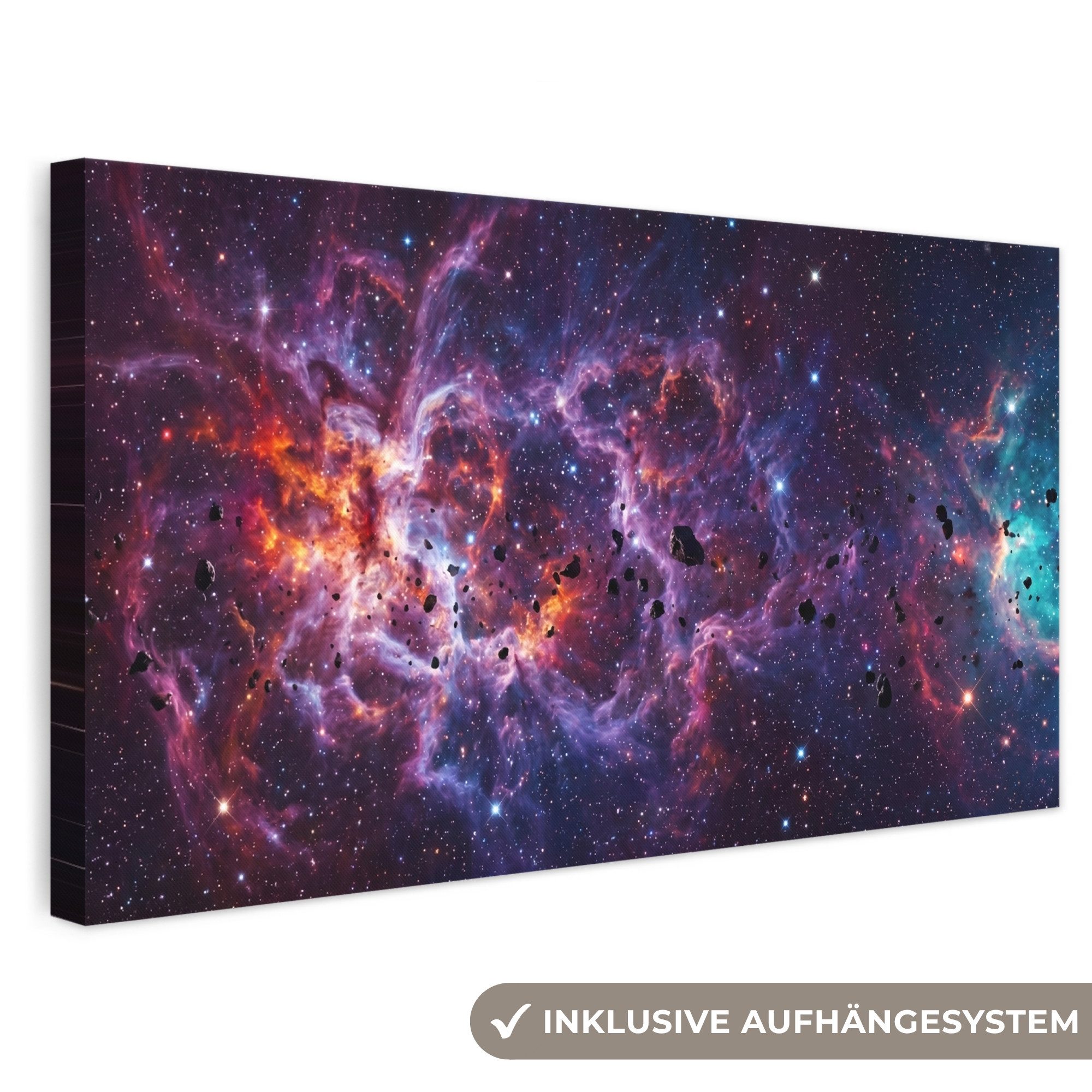 OneMillionCanvasses® Leinwandbild Panorama Weltraum - Sterne - Abstrakt - Farbenfroh, Fotodruck (1 St), Wandbild, Deko Schlafzimmer Wohnzimmer Flur 40x20 cm