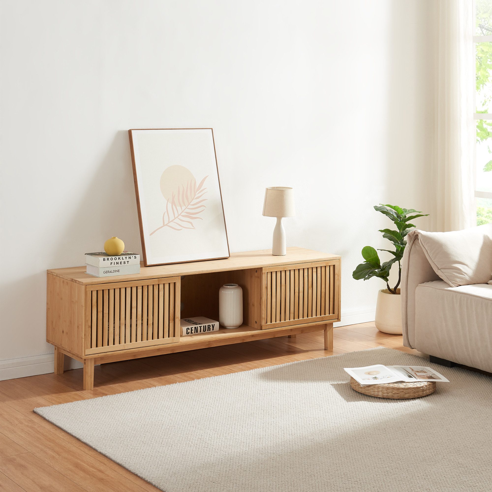 en.casa TV-Schrank »Ypäjä« 3 Ablagefächern 2 günstig online kaufen