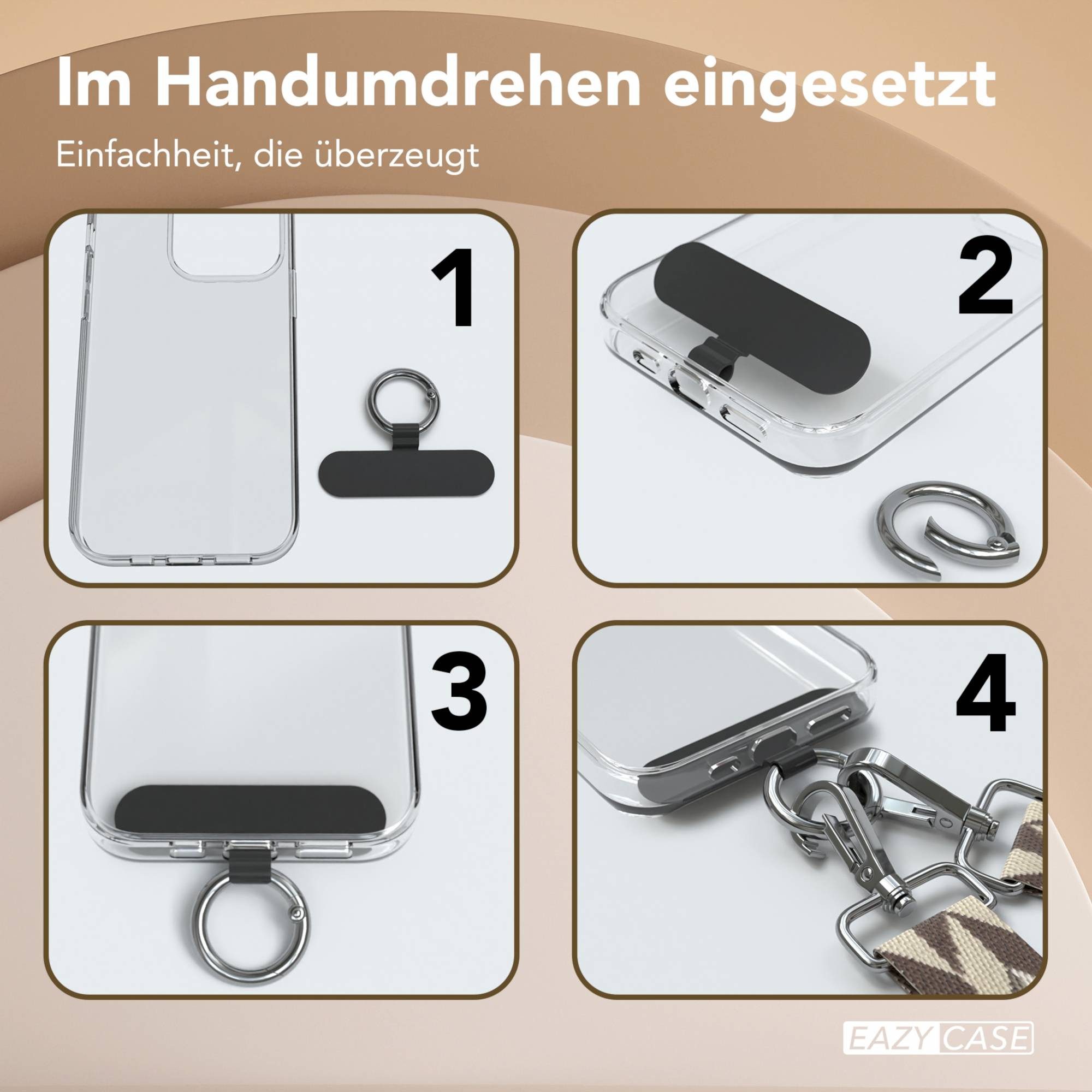 EAZY CASE Handykette Universal für alle Smartphones Boho/Wave/Leo Style, Handyband Universal passend für alle Smartphones Dunkelgrün Camouflage