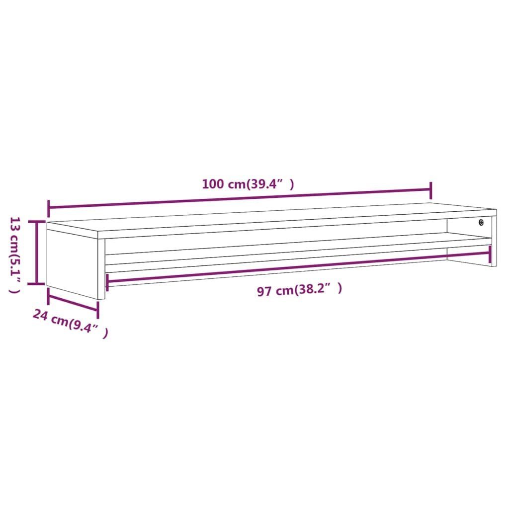 Holzwerkstoff 100x24x13 Eichen-Optik Display Monitorständer S vidaXL Braune-Eiche Braun cm TV-Schrank