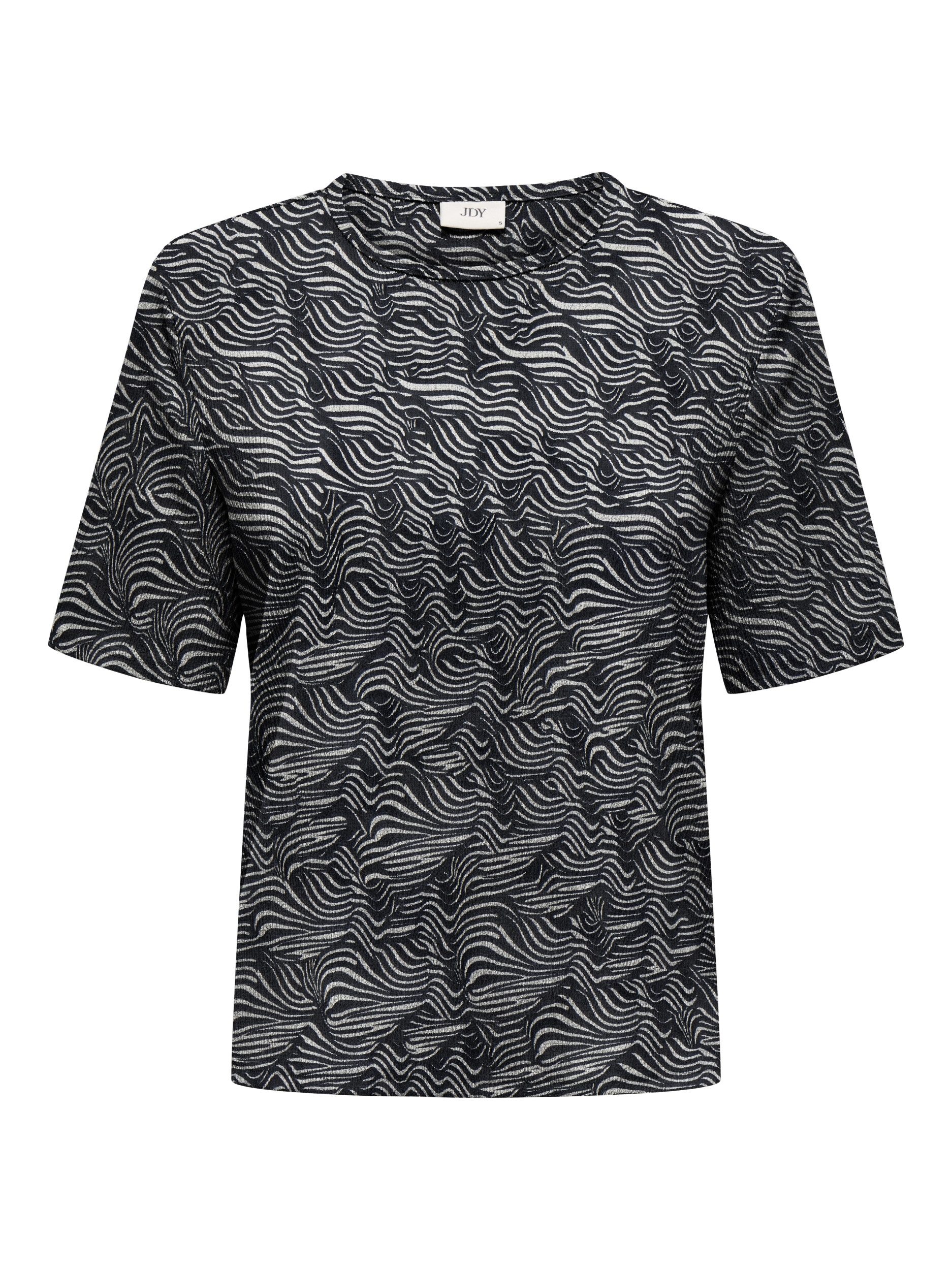 JDY T-Shirt JDYDEBBIE S/S TOP JRS, Black/WHITECAP GRAY GEO