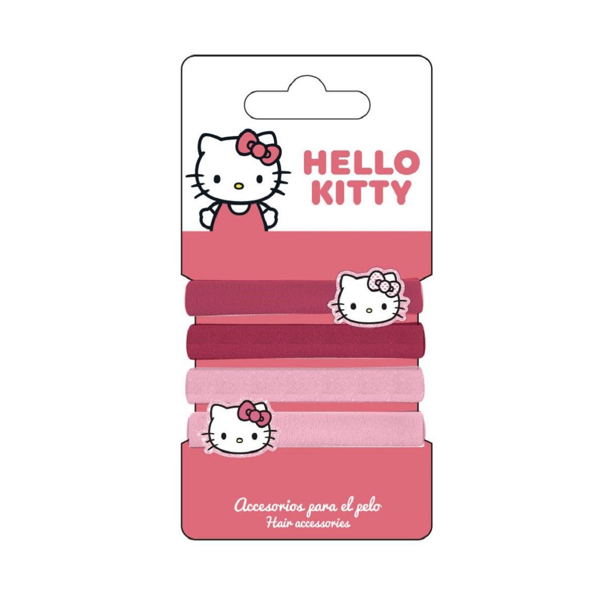 Cerda Haargummi Hello Kitty Haargummi Set – 4 Zopfgummis mit süßem Motiv-Anhänger, 4-tlg.