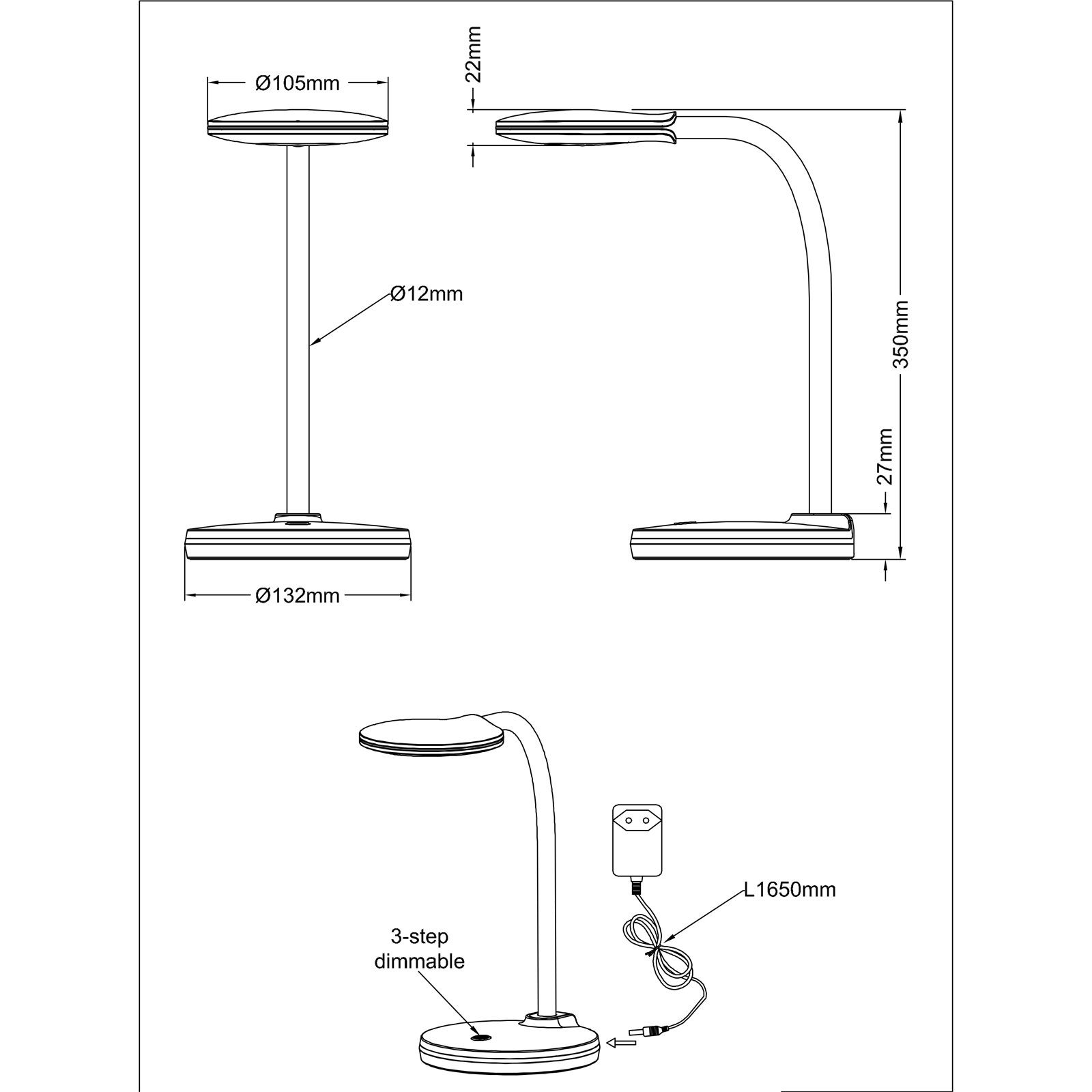 Schreibtischlampe NOWA Tischleuchte Tischleuchte Carmen, integriert, fest LED Silber