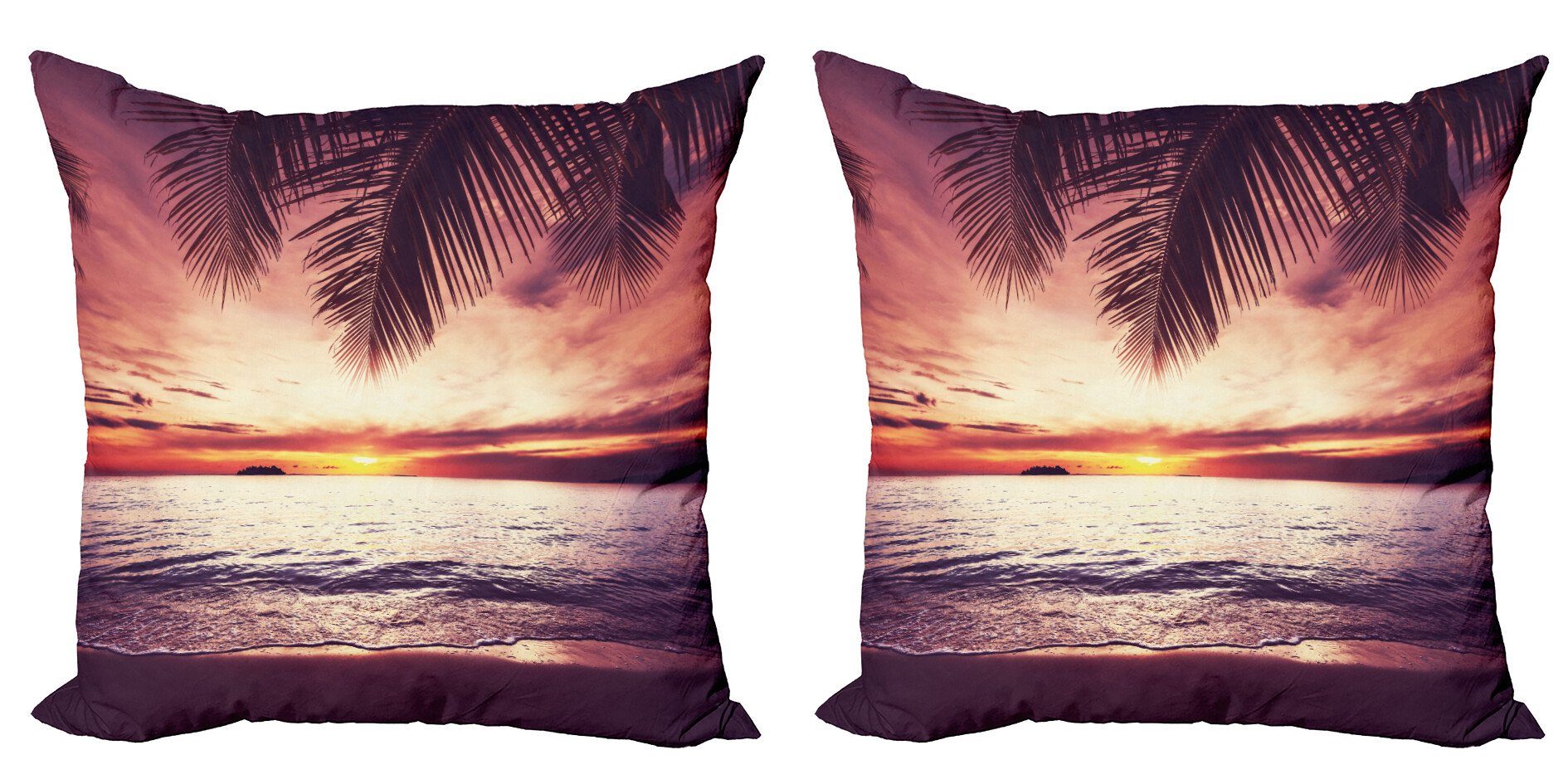 Accent Digitaldruck, Sunset (2 Modern Stück), Abakuhaus Kissenbezüge Tropisch Doppelseitiger Waves Ocean