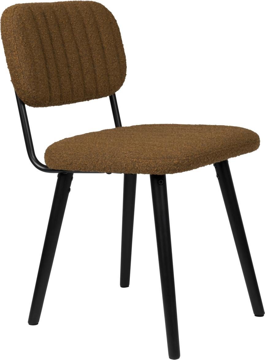 Stuhl der Trendmöbel24 Esszimmerstuhl WORN Ocker Farbe in JAKE Bouclé Esszimmerstuhl