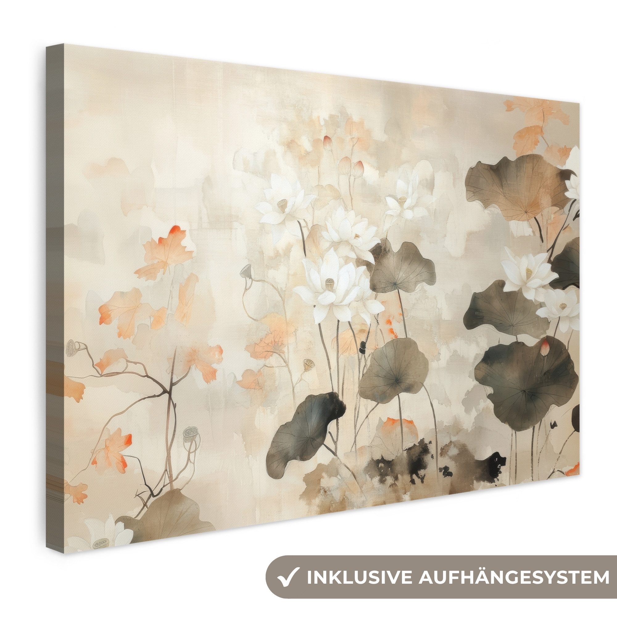 OneMillionCanvasses® Leinwandbild Blumen - Japandi - Wabi sabi, Fotodruck (1 St), Leinwand Bilder Klein, Wand Dekoration Aesthetic 30x20 cm