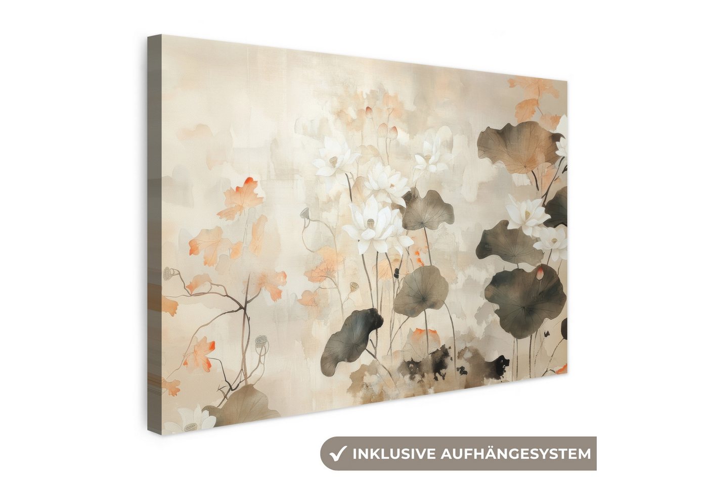 OneMillionCanvasses® Leinwandbild Blumen - Japandi - Wabi sabi, Fotodruck (1 St), Leinwand Bilder Klein, Wand Dekoration Aesthetic 30x20 cm