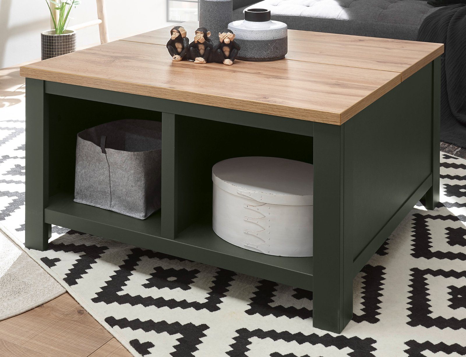 Furn.Design Couchtisch Norwich (Wohnzimmertisch mit Stauraum, quadratisch 93 x 93 cm)