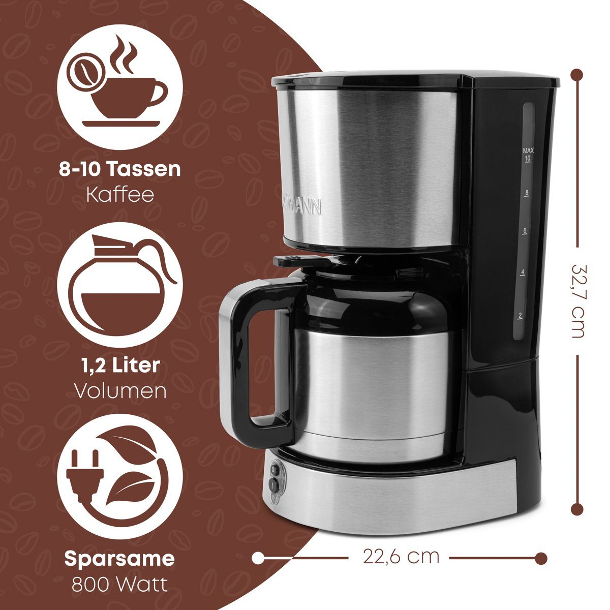 BOMANN Filterkaffeemaschine KA 6066 CB, mit Thermoskanne für 8–10 Tassen Kaffee