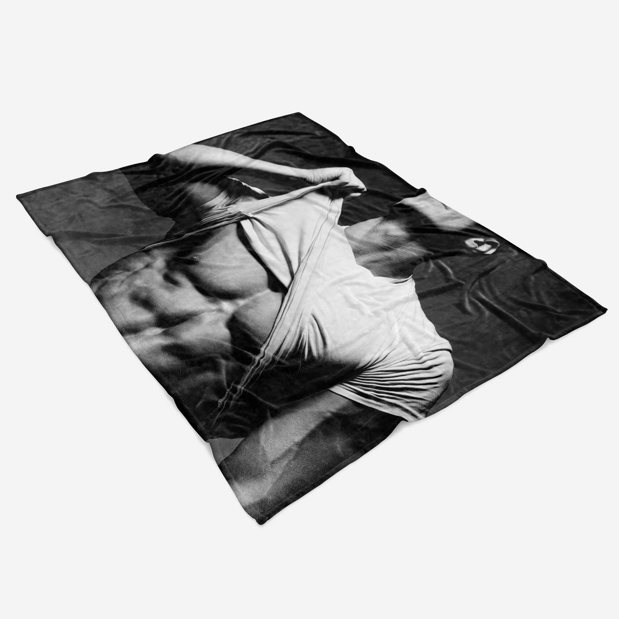 Strandhandtuch Bodybuilder Handtücher Handtuch Art Sinus Baumwolle-Polyester-Mix Kuscheldecke Saunatuch (1-St), Sixpac, Fotomotiv Handtuch mit