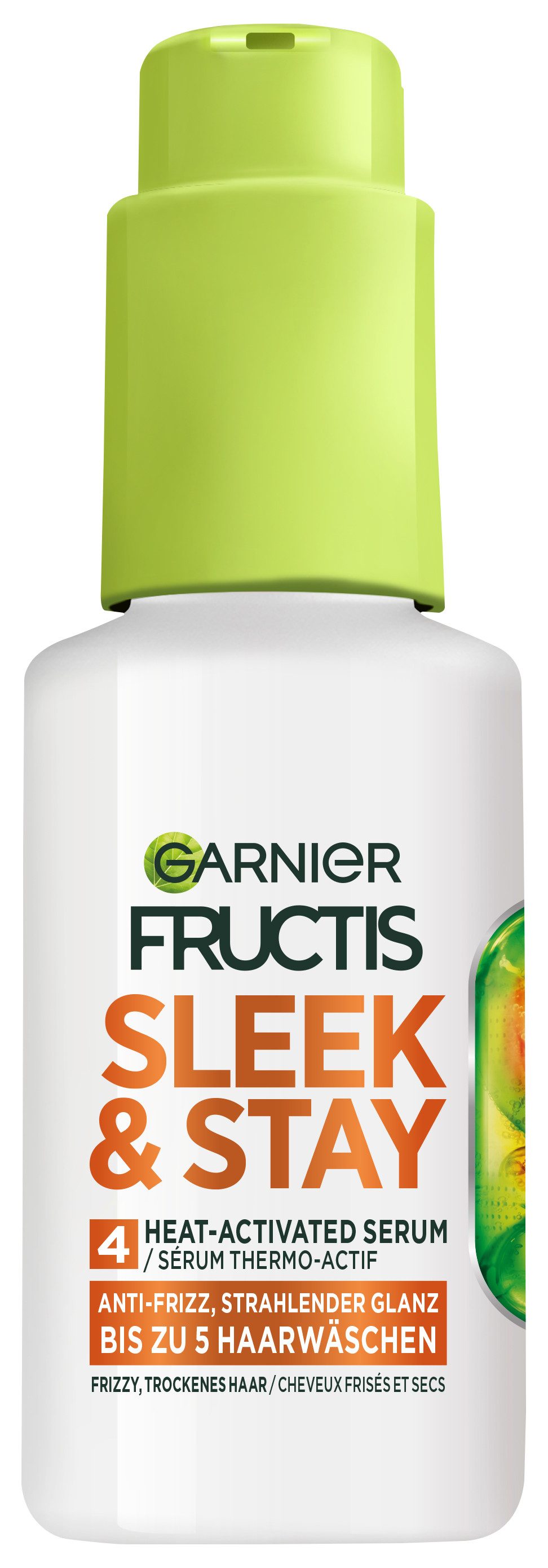 GARNIER Haarserum Garnier Fructis Sleek & Stay Heat-Activated Serum, Für trockenes, zu Frizz neigendes Haar, bietet Schutz für Haarfaser.