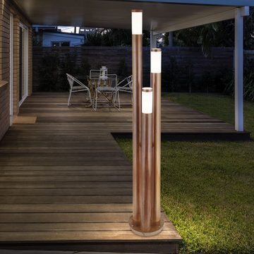 Globo LED Außen-Stehlampe, Leuchtmittel inklusive, Warmweiß, Farbwechsel, Wegeleuchten Außen Edelstahl RGB LED Standleuchte Gartenleuchte