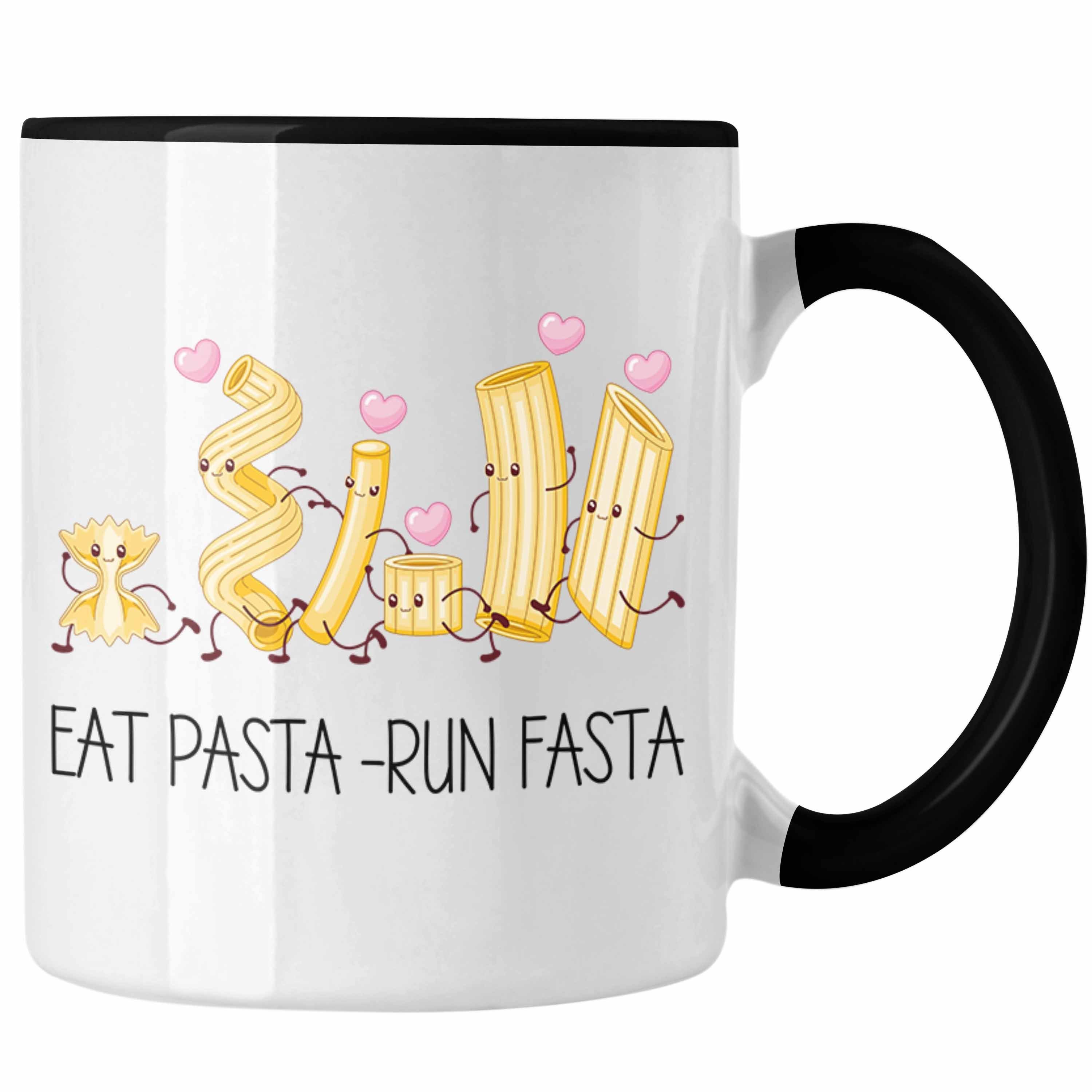 Trendation Tasse Eat Pasta Tasse Run Italiener Spruc Fasta Geschenk Schwarz