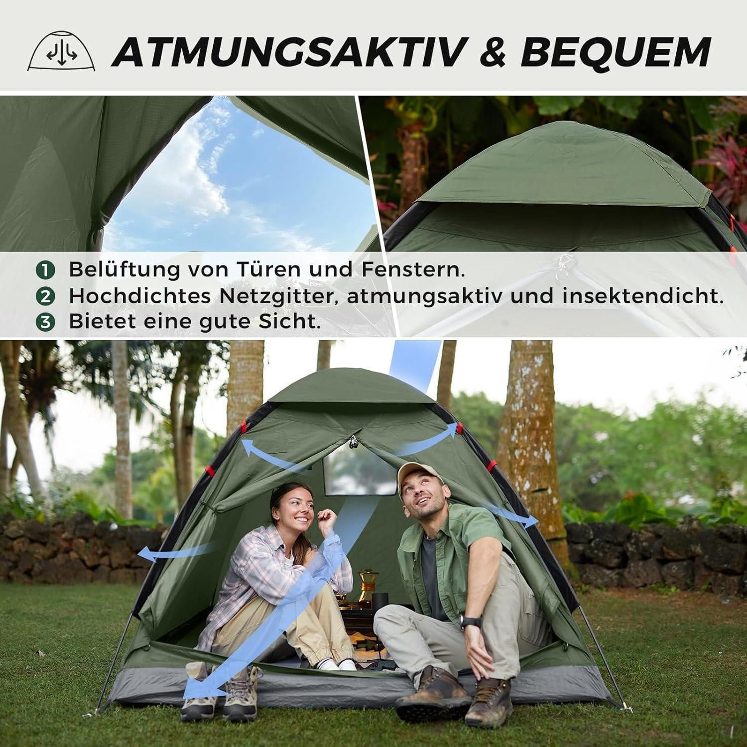 LuxusKollektion Kuppelzelt Ultraleichtes wasserdichtes Camping Zelt für 2 Personen mit