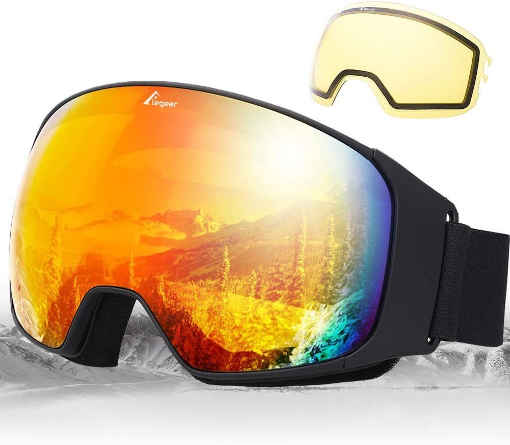 Skibrille Snowboardbrille 100% UV-Schutz Schneebrille Damen Herren Wintersport 