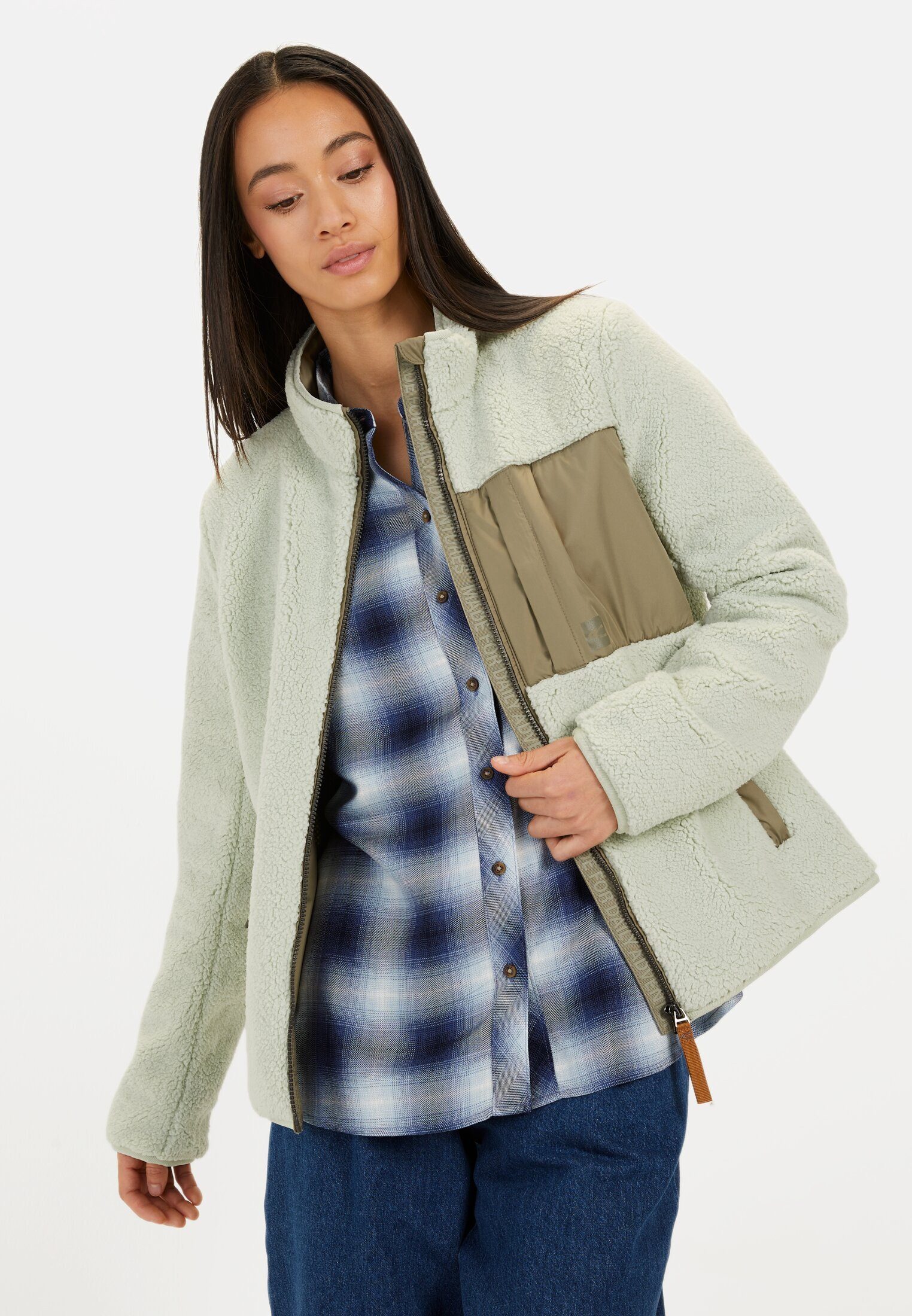 Fleecejacke mit Stehkragen