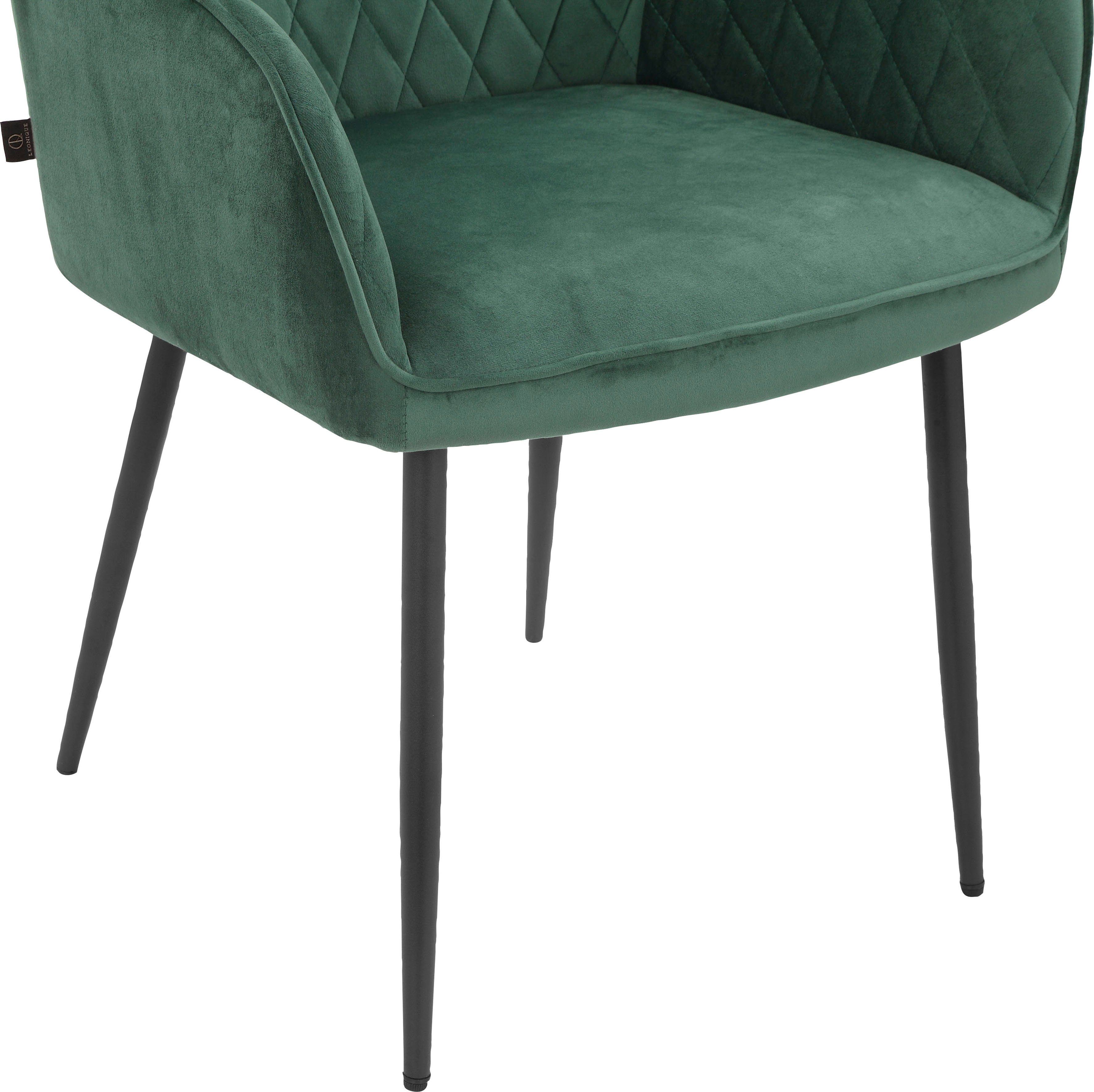 Leonique Armlehnstuhl Rücken in mit St), dunkelgrün dunkelgrün/schwarz Sitz Steppung, und | (2 Montmerle Velourstoff Sitzhöhe 50cm gepolstert