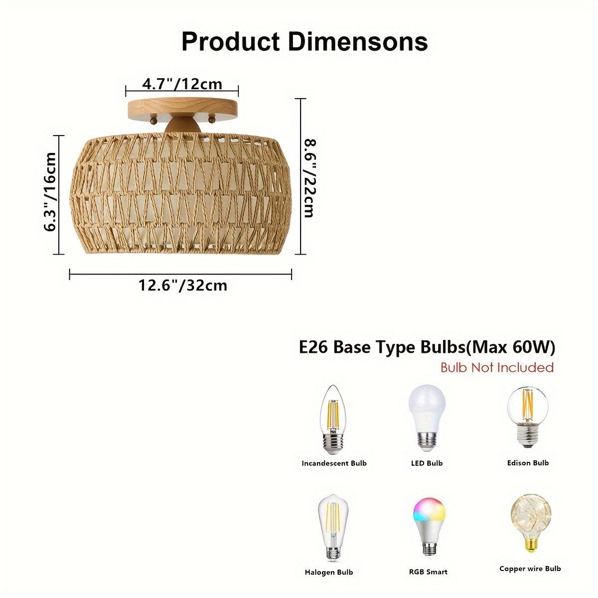 JDONG Deckenleuchte Rattan Deckenleuchte Boho Vintage günstig online kaufen