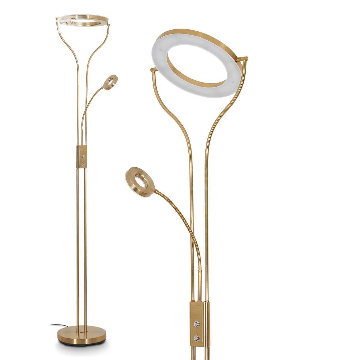 hofstein Deckenfluter »Giralba« dimmbare Stehleuchte aus Metall in Messing, günstig online kaufen