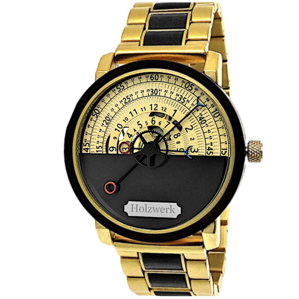 Holzwerk Automatikuhr Moderne Edelstahl & Holz Armbanduhr, (inklusive Armbandkürzer), Holz Unikate, ideal auch als Geschenk, Automatik, offene Unruhe