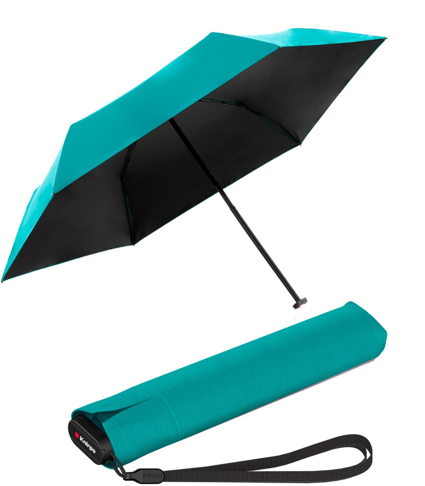 Knirps® Langregenschirm US.050 Ultra Light Slim Manual - UV-Schutz, extrem leichter Sonnenschirm türkis-schwarz