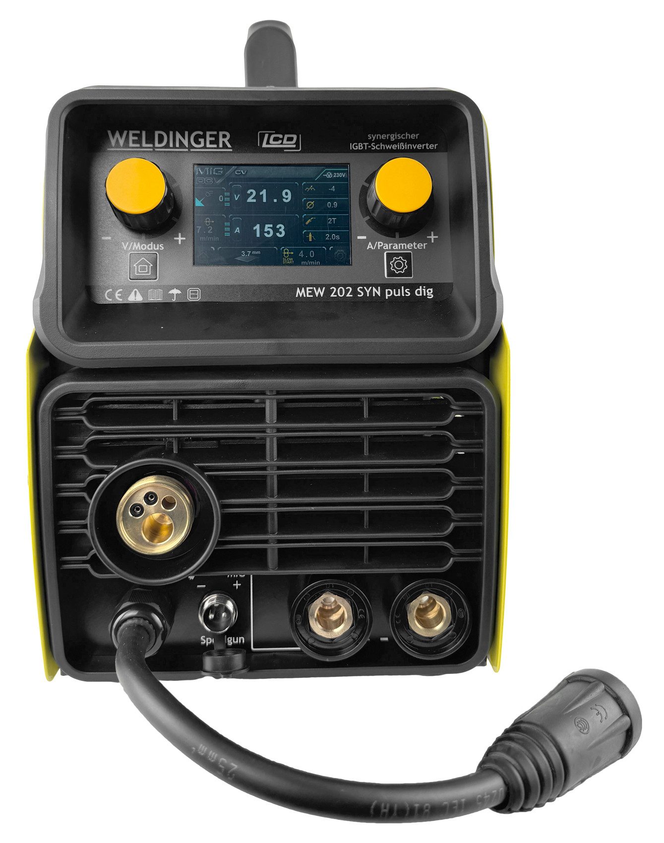 WELDINGER Inverterschweißgerät MEW 202 SYN puls dig 200A synergisches MIG/MAG Puls-Schweißgerät, 10 - 200 A