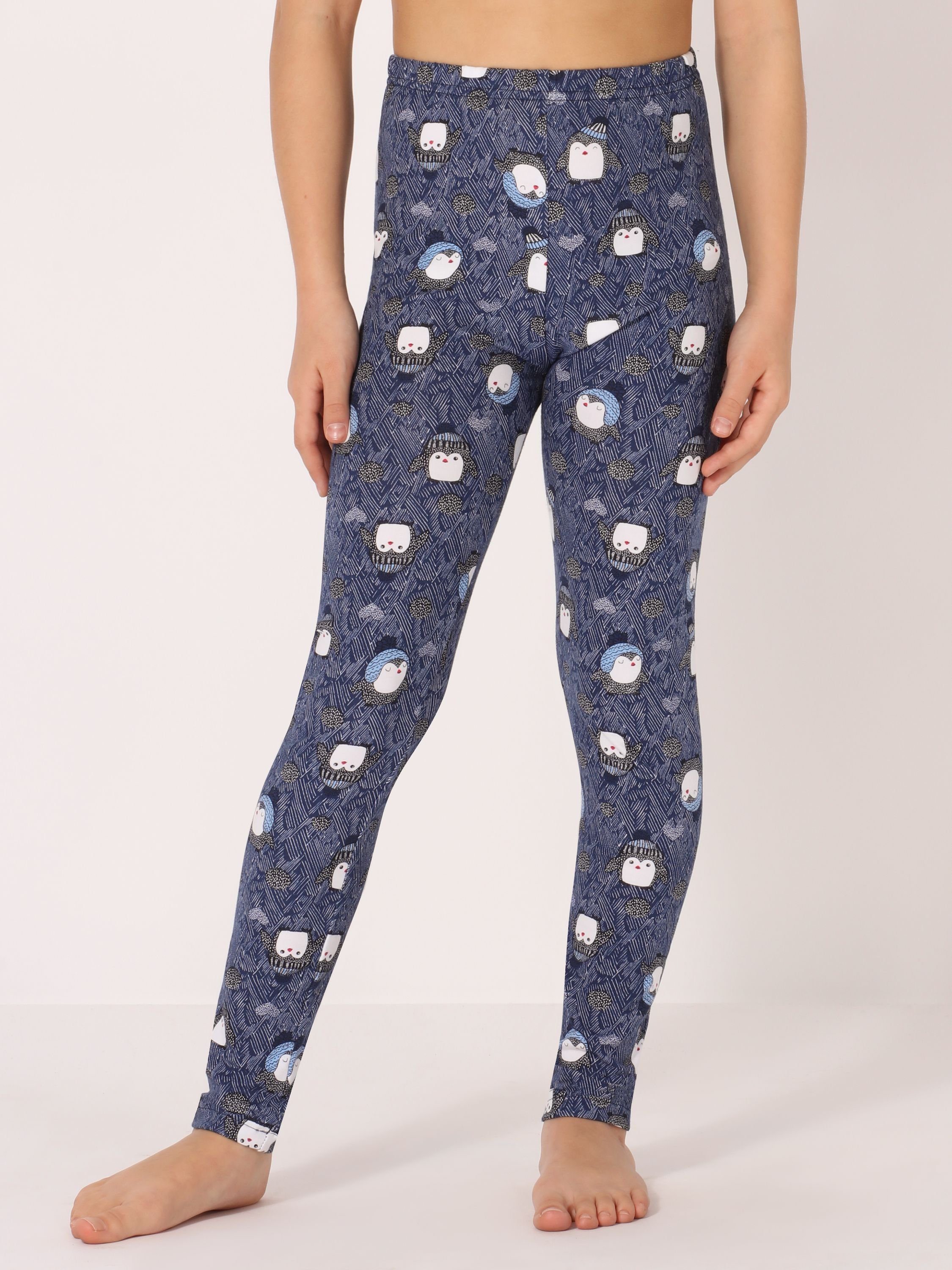 Leggings Mädchen Baumwolle Style elastischer Bund Marineblau/Pinguine (1-tlg) Lange Merry aus Leggings MS10-337