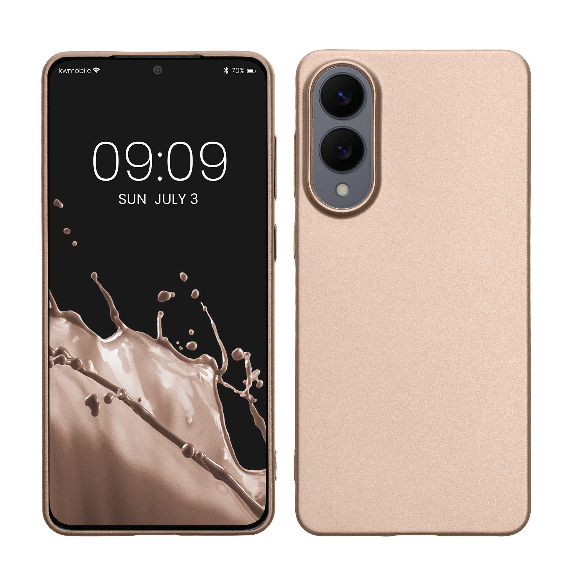 kwmobile Handytasche Case für Samsung Galaxy S25 Edge (1-tlg), Hülle Silikon metallisch schimmernd - Handyhülle Cover