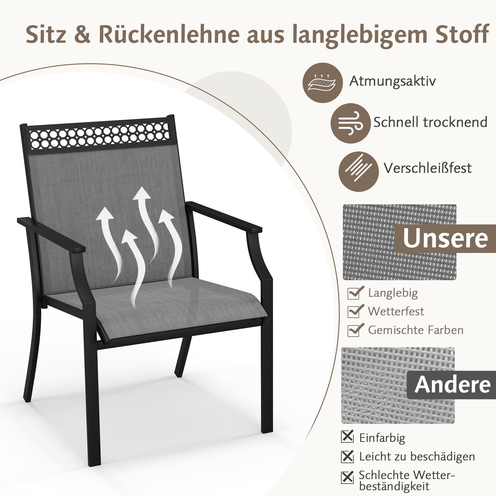 COSTWAY Gartenstuhl Balkonstühle (2 St), Metall, günstig online kaufen