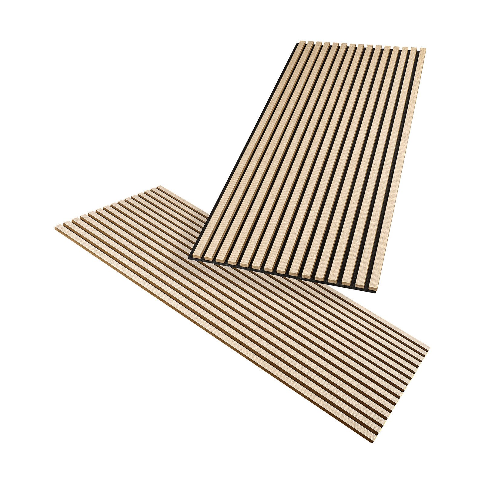 HAGEFOL Wandpaneel Akustikpaneele Holz, 3D Lamellenwand, verschiedene Größen, BxL: 60,00x120,00 cm, 1,44 qm, 3D Optik, Akustische Dämmung