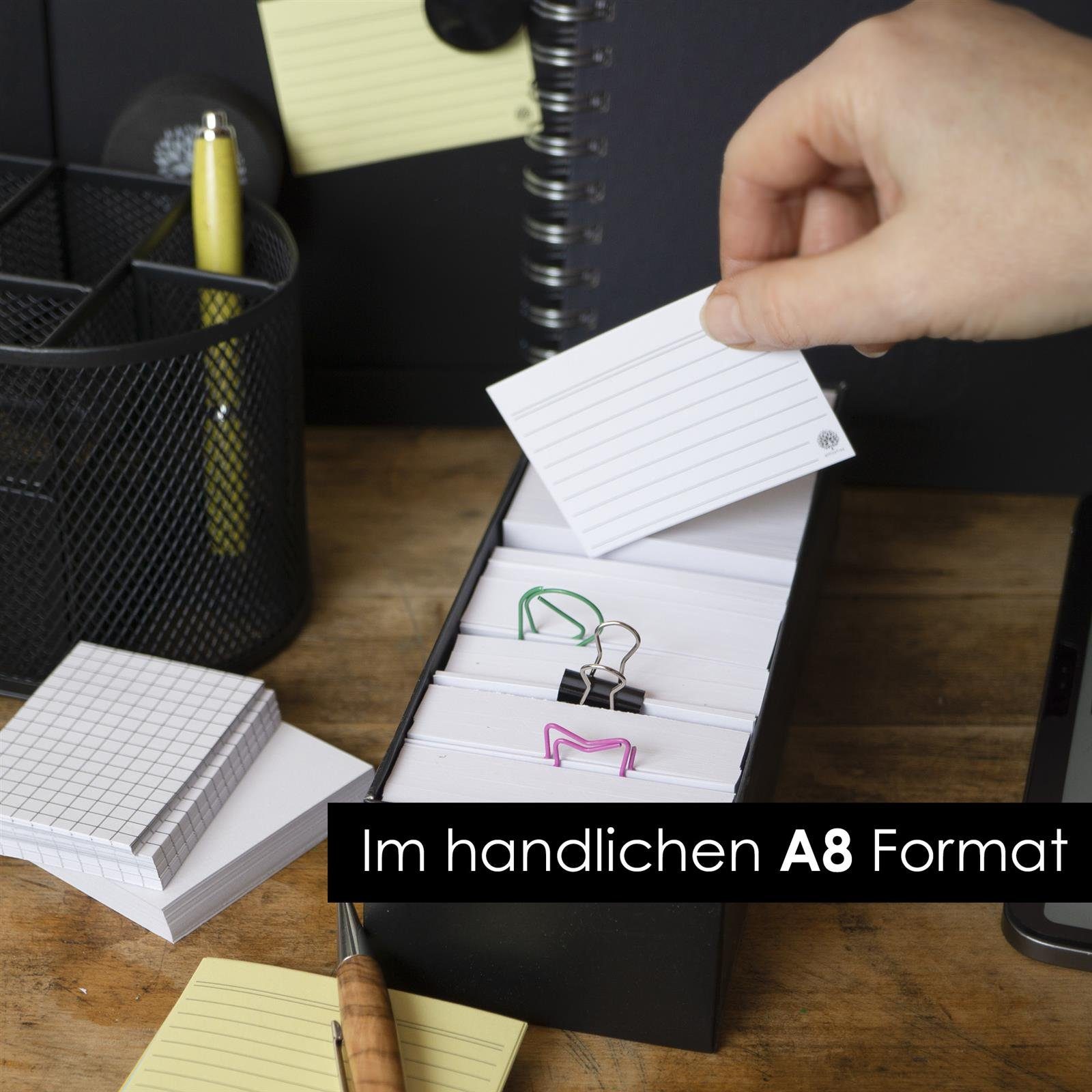 OfficeTree Karteikarten OfficeTree Karteikarten A8, A8 Liniert, Kariert, Blanco und Bunt