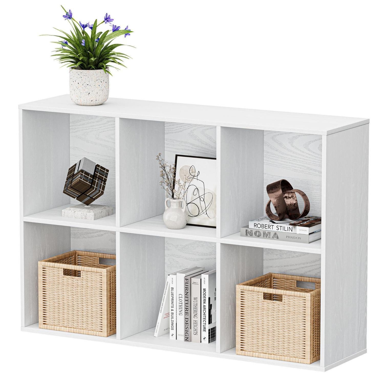 LuxusKollektion Regalwürfel Buecherregal Weiss 6 Faecher Holz, 1-tlg.