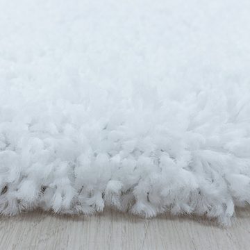 Teppich Unicolor - Einfarbig, Teppium, Rechteckig, Höhe: 30 mm, Teppich Wohnzimmer Shaggy Einfarbig Weiß Modern Flauschig Weiche