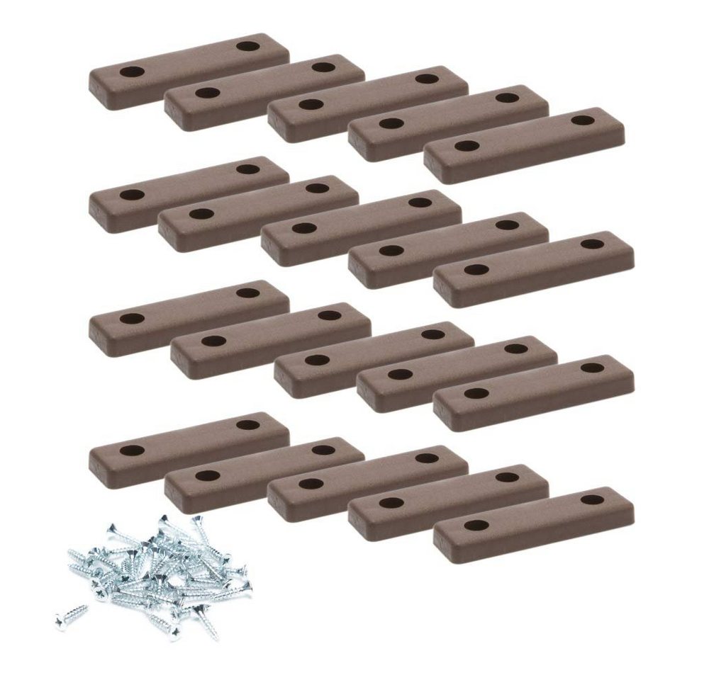 sossai® Möbelfuß Möbelgleiter in Braun mit Schrauben, (20-St), 50x14x5mm