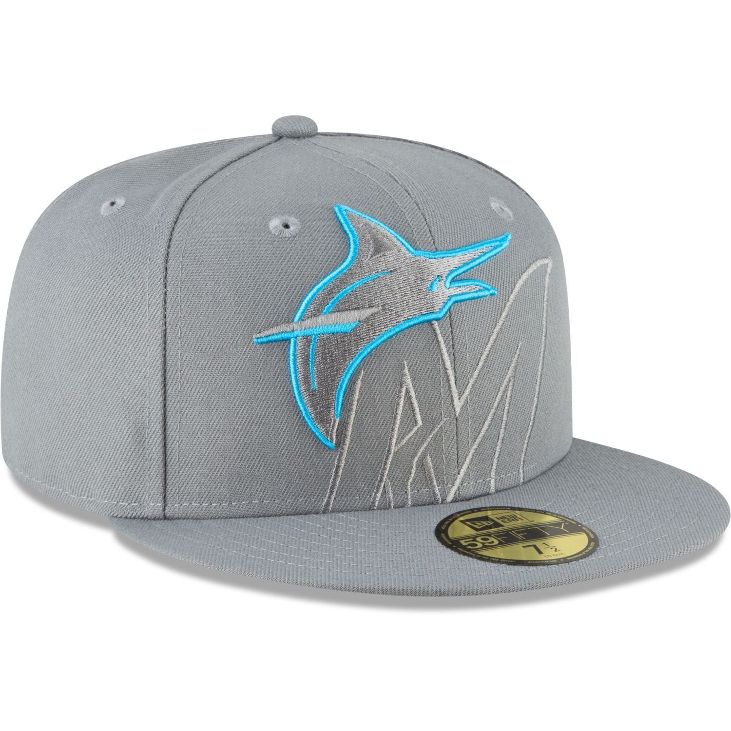 STORM Era Fitted Team New Cap MLB Cooperstown GREY Marlins Miami 59Fifty