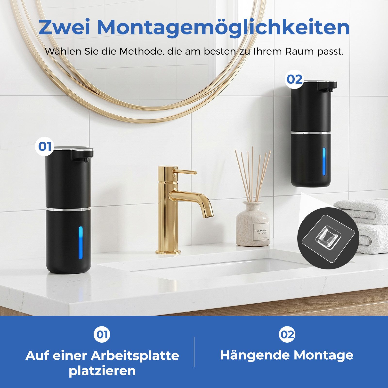AKKEE Seifenspender Automatischer Schaumseifenspender Mit Infrarotsensor, 380ml Elektrischer – Bild 5 von 5