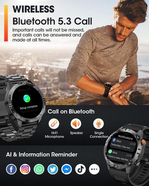 BANLVS Herren's Telefonfunktion IP68 Wasserdicht Fitness-Tracker Smartwatch (1,43 Zoll, Android/iOS)