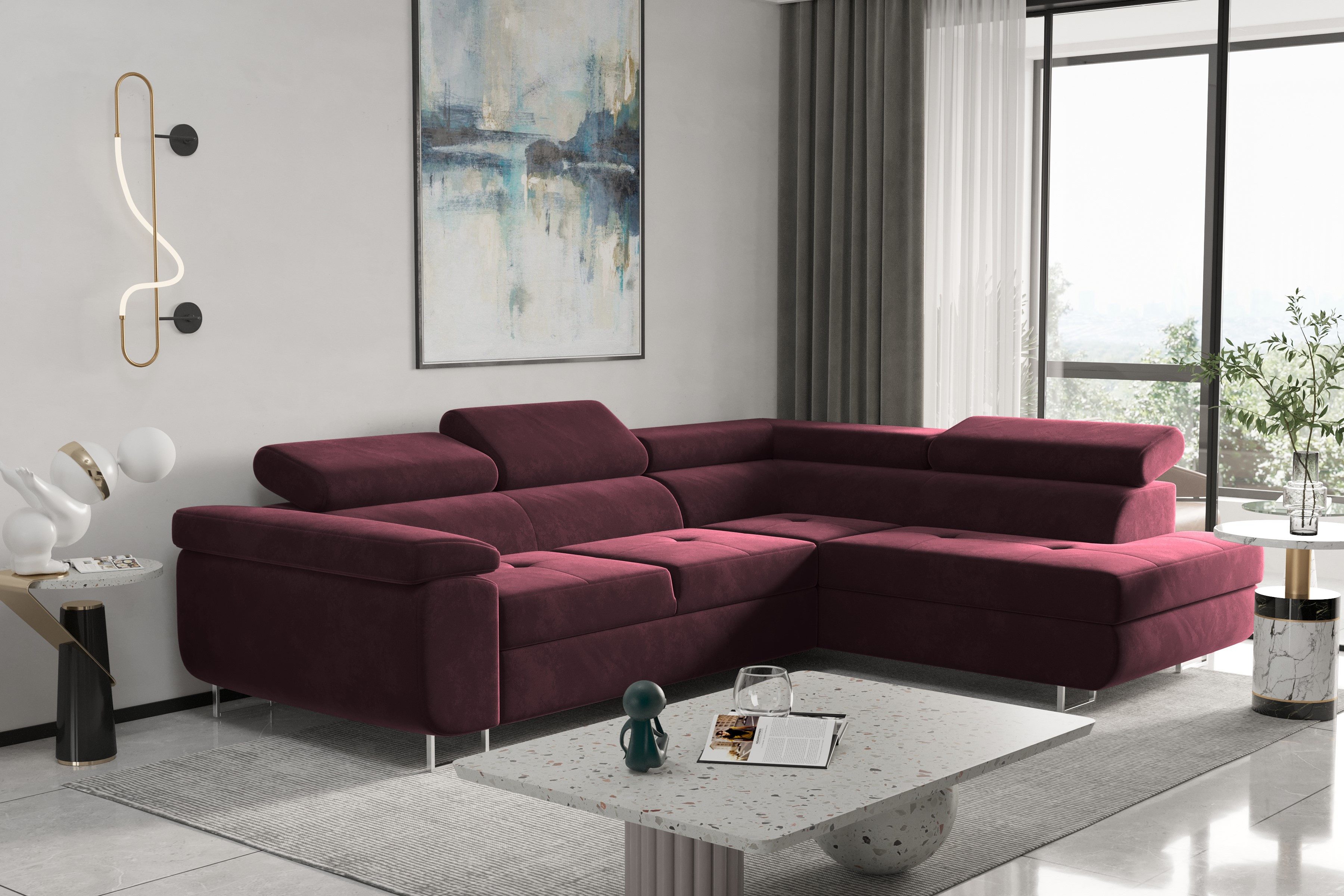 Kaiser Möbel Ecksofa mit schlaffunktion und bettkasten Eckcouch ATOM verschiedene Farben, Ecksofa