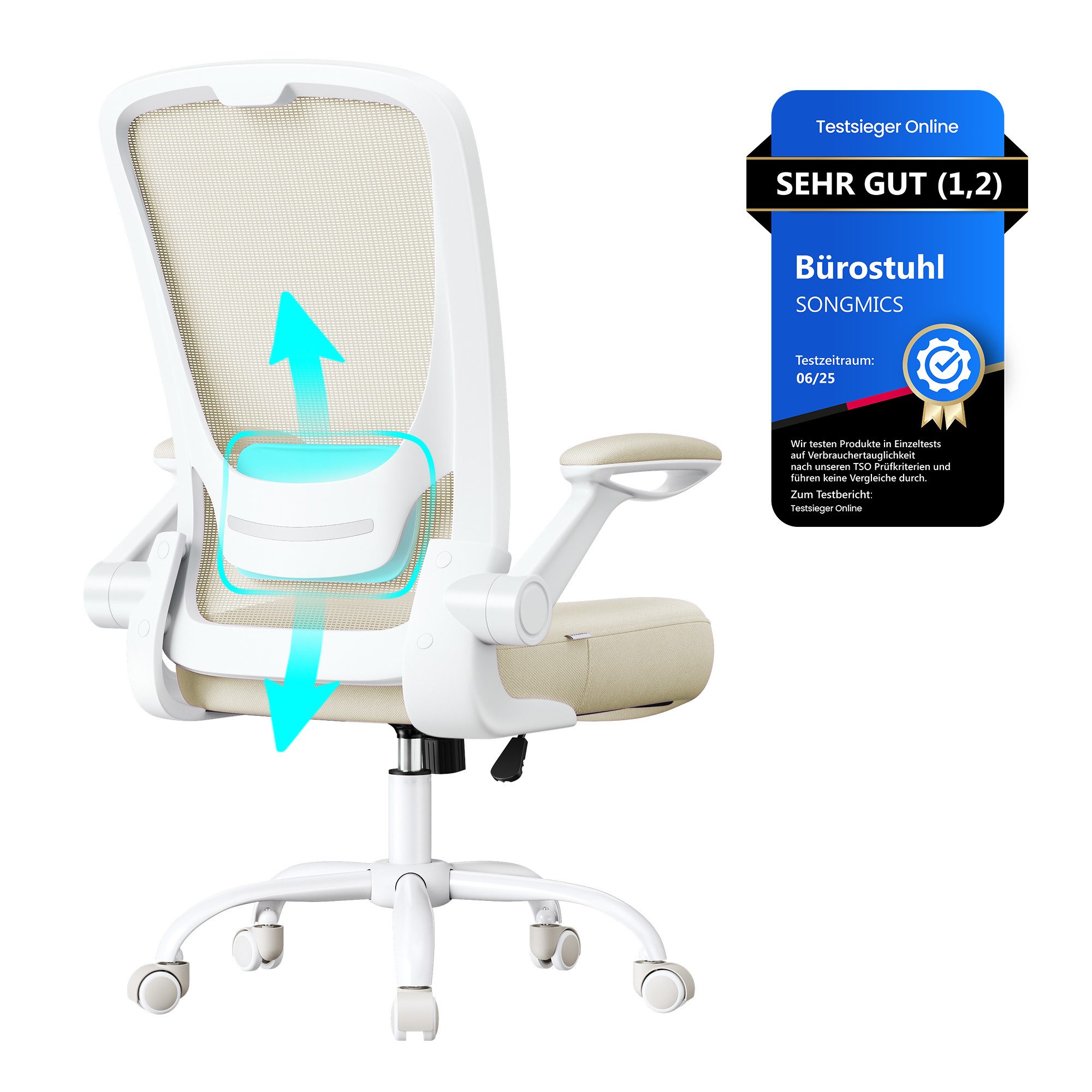 SONGMICS Bürostuhl, ergonomisch, Drehstuhl mit Mesh, Wippfunktion, klappbar günstig online kaufen