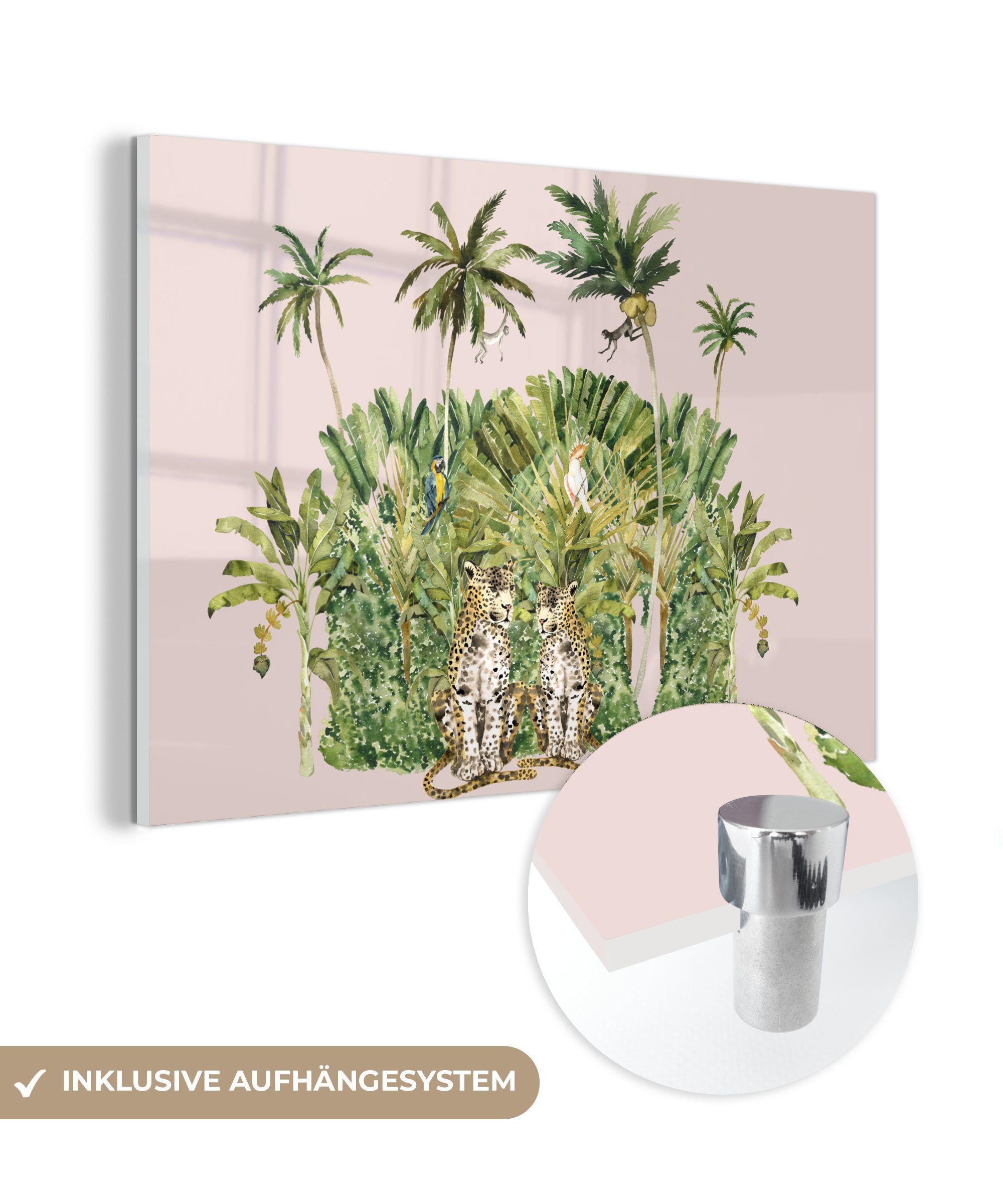 MuchoWow Acrylglasbild Dschungel - Tiere - Bäume, (1 St), Acrylglasbilder Wohnzimmer & Schlafzimmer